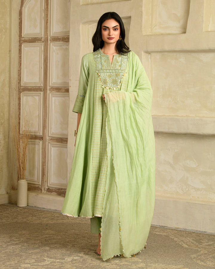 aarzoo anarkali set-pista green