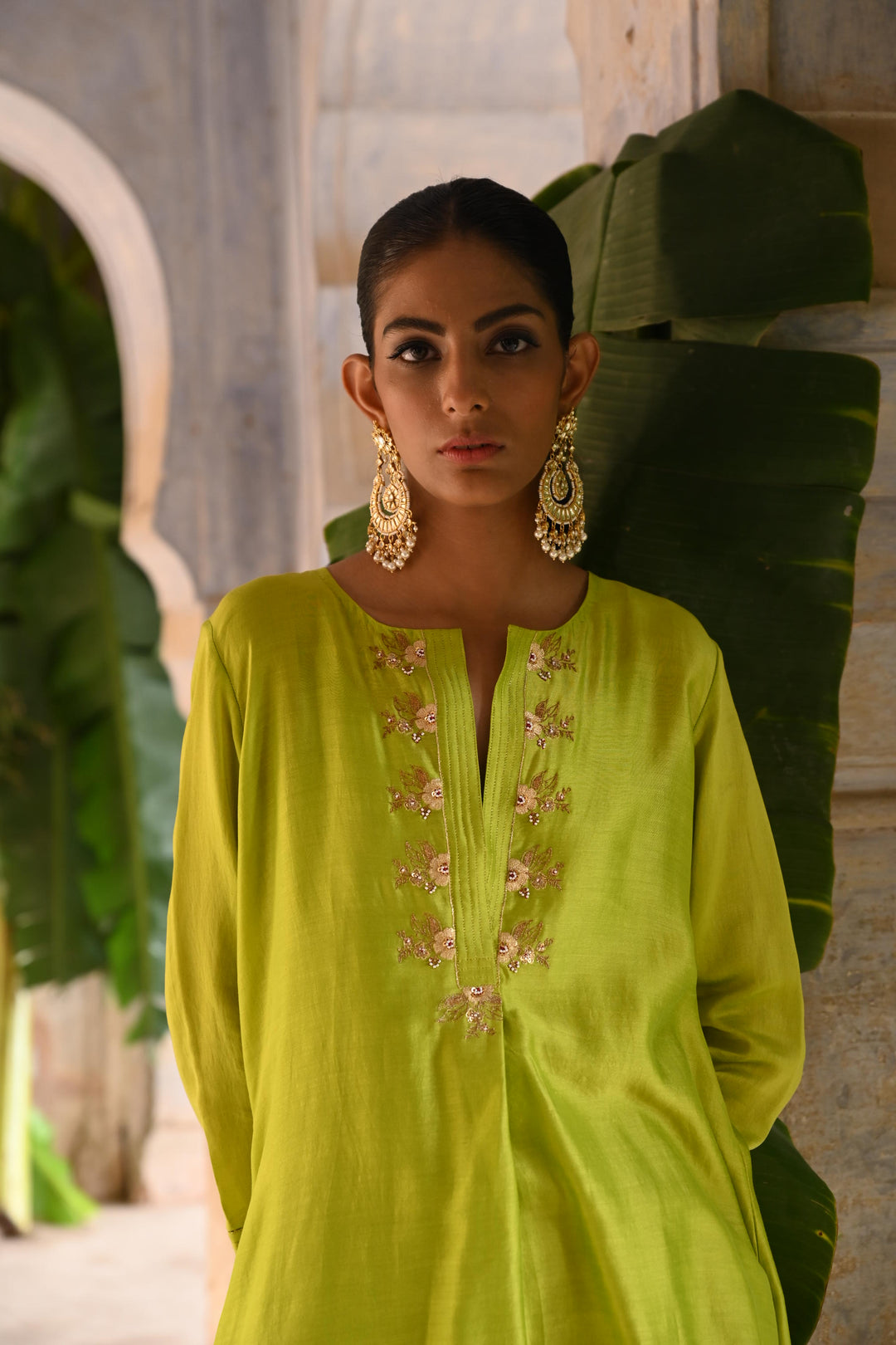 lime green co-ordinated kurta