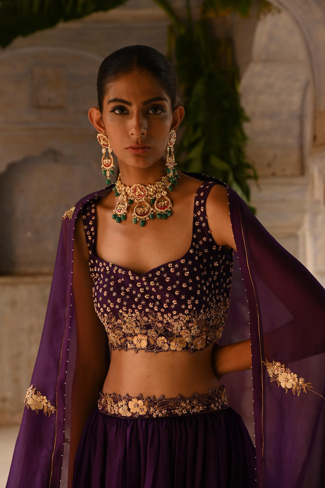 aubergine skirt set