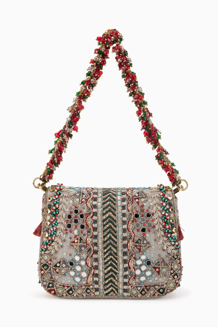 noor mini clutch silver