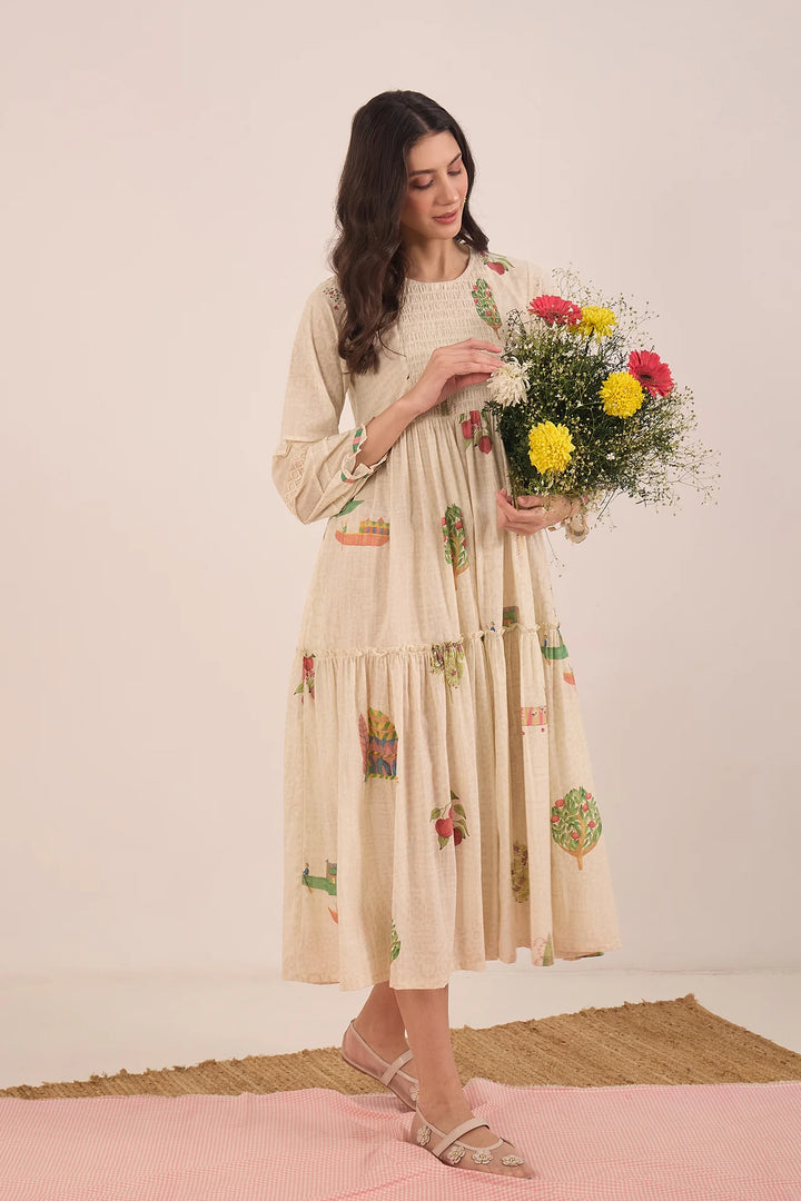 Gulposh: Cotton Smocking MIDI Dress