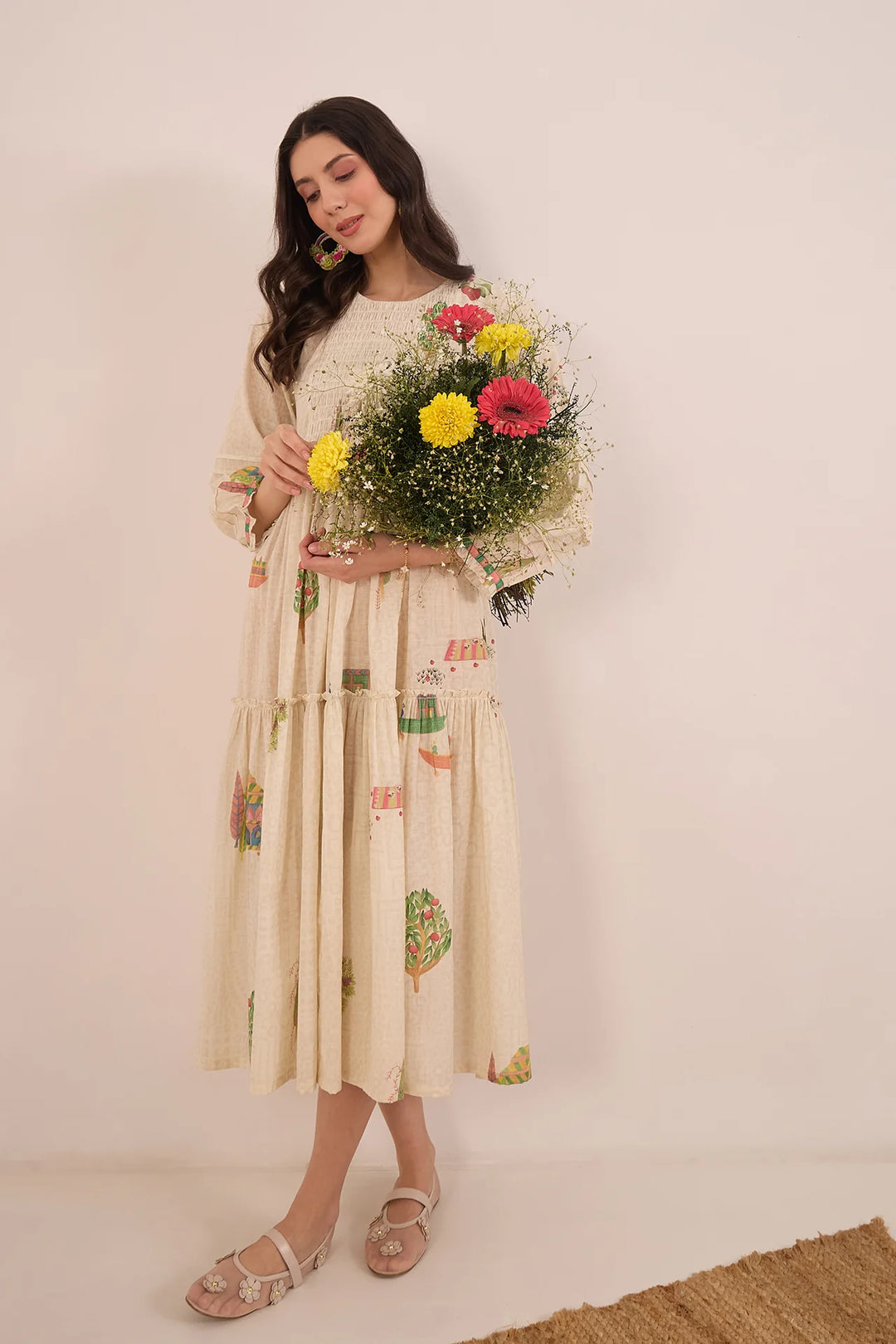 Gulposh: Cotton Smocking MIDI Dress