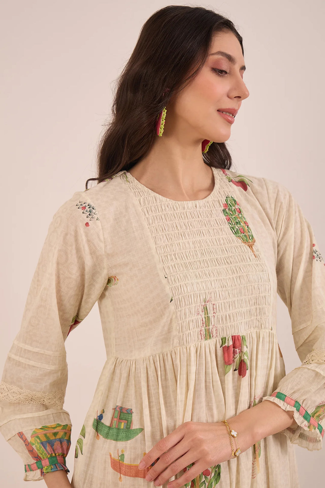 Gulposh: Cotton Smocking MIDI Dress