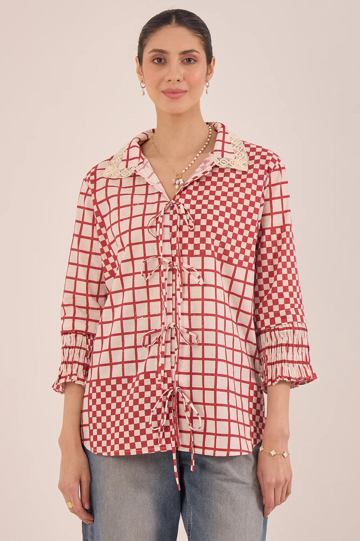 Aarol: Cotton Check String Shirt