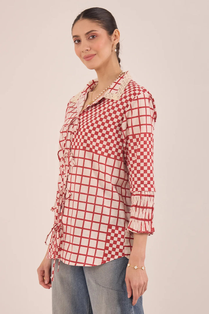 Aarol: Cotton Check String Shirt