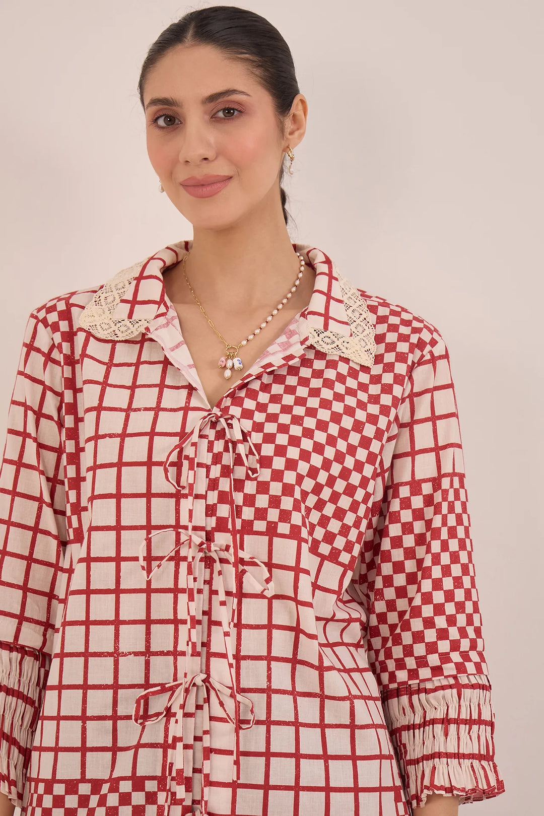 Aarol: Cotton Check String Shirt
