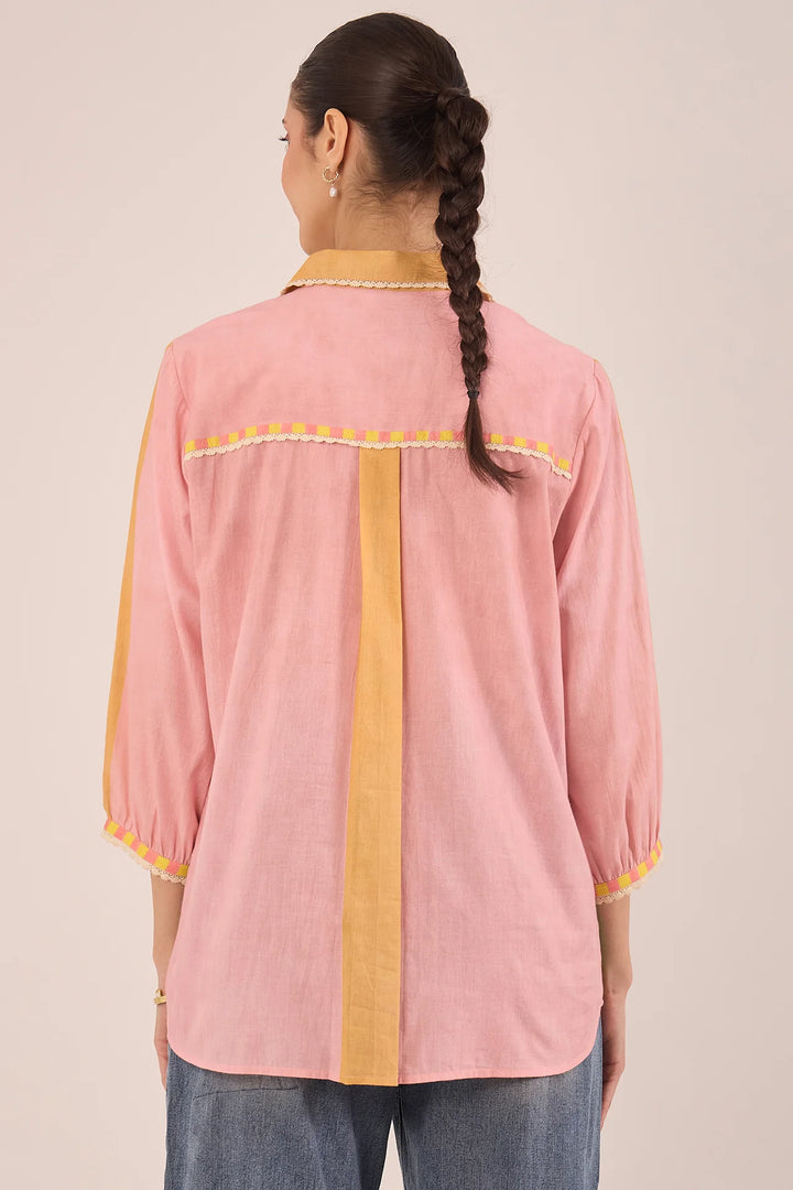 Kahwa: Cotton Color Block Shirt