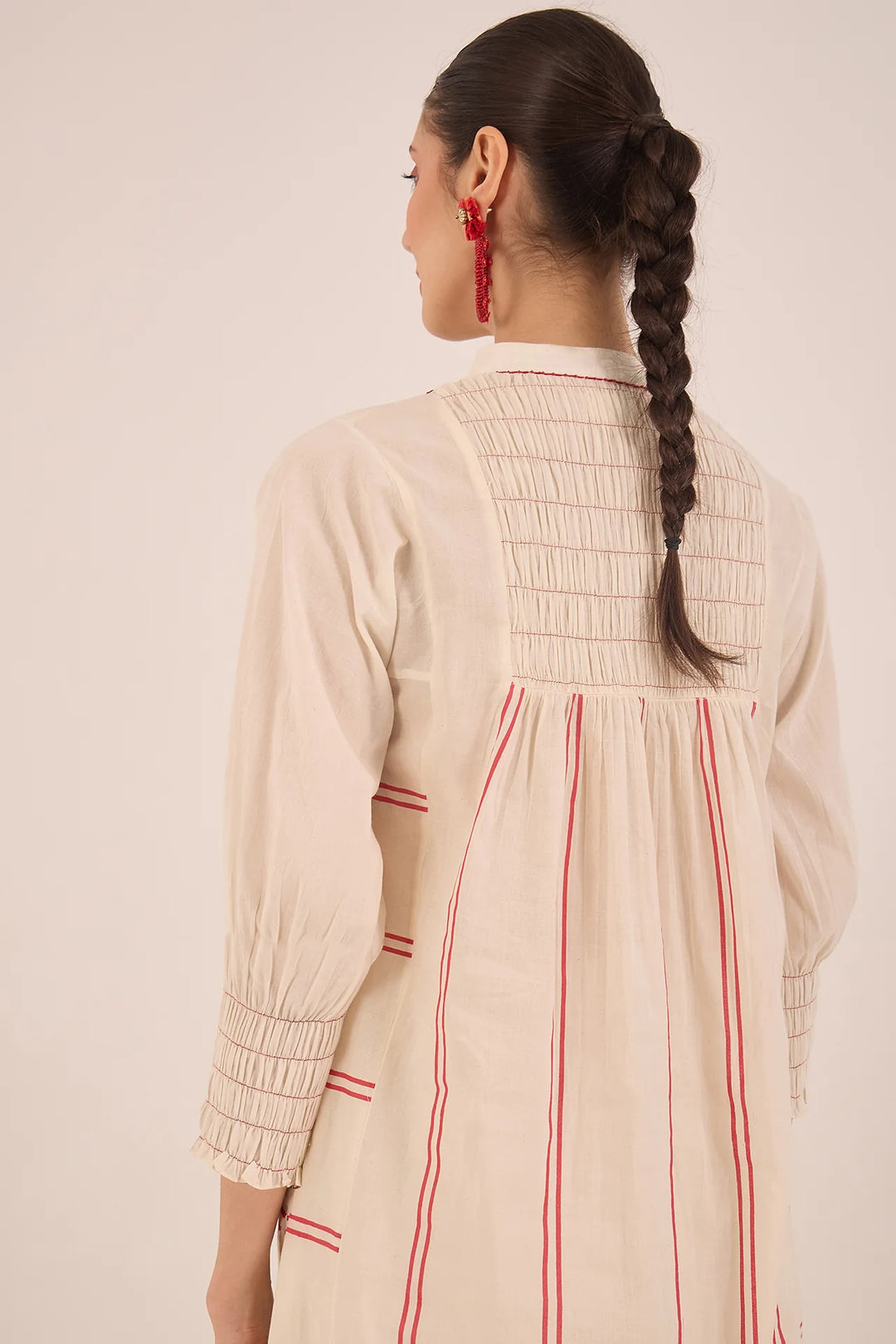 Zoon: Cotton Ivory Bead  Stripe Kurta Set