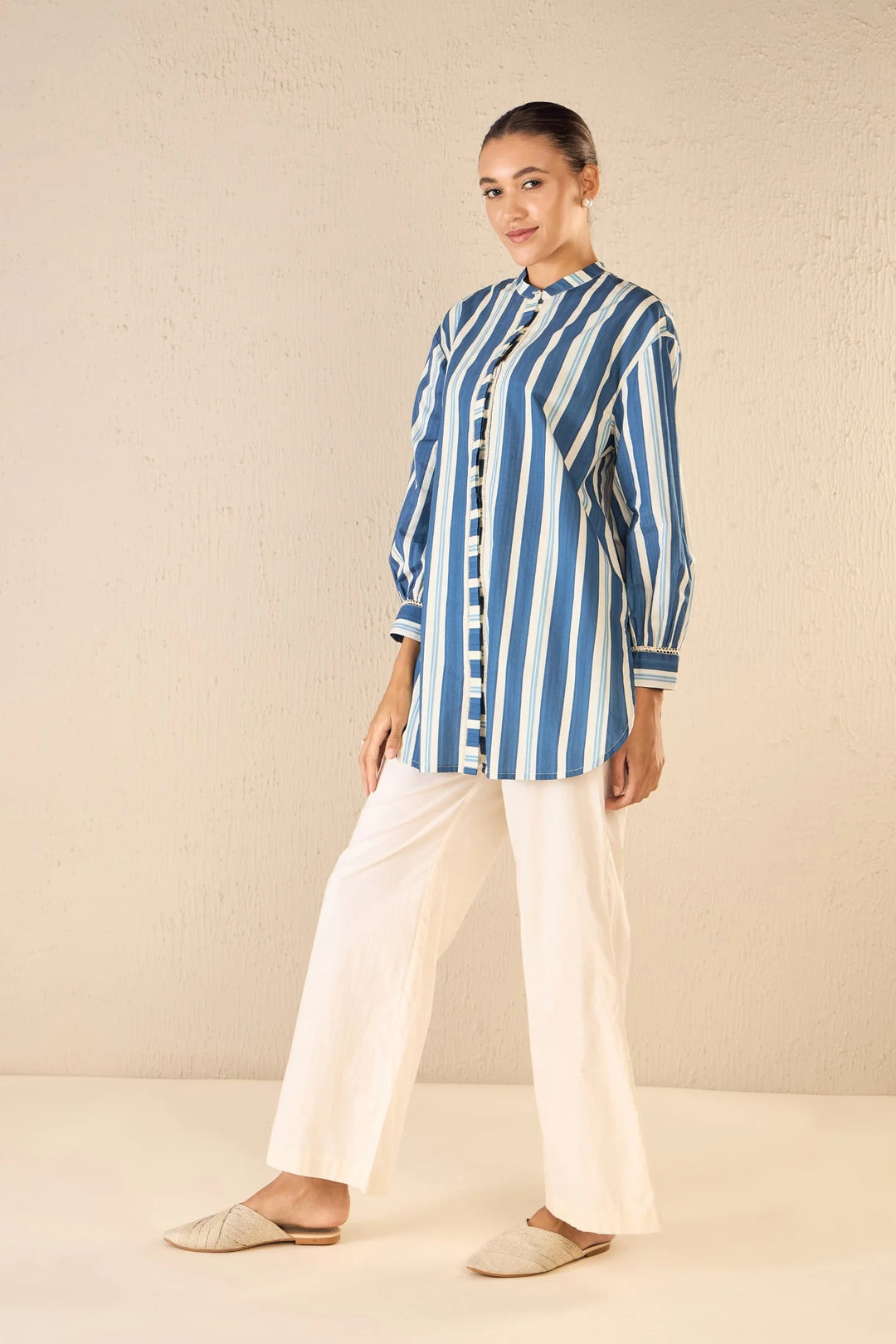 Meadow Stripes: Blue Stripe Long Shirt Co-ord Set