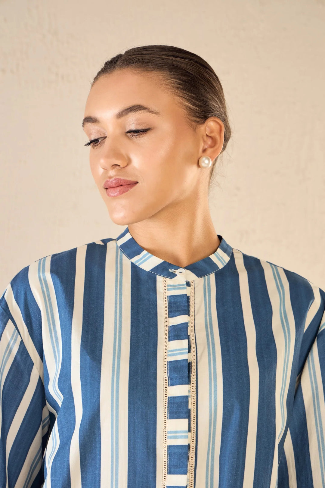 Meadow Stripes: Blue Stripe Long Shirt Co-ord Set
