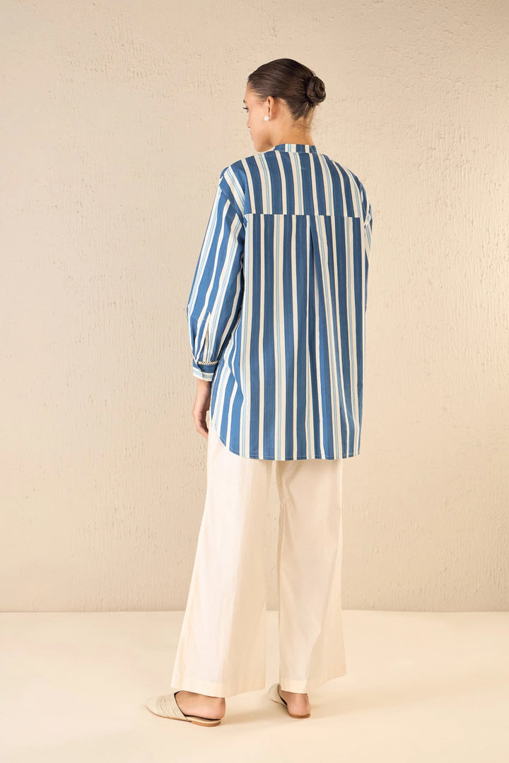 Meadow Stripes: Blue Stripe Long Shirt Co-ord Set