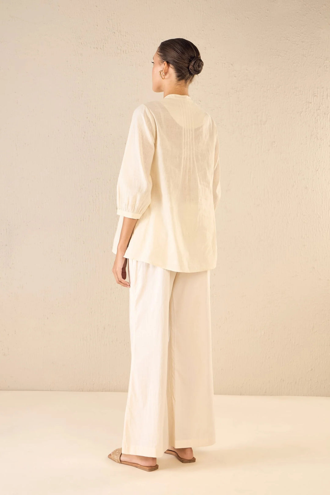 Rose Melody: Ivory Bold Placket Co-ord Set