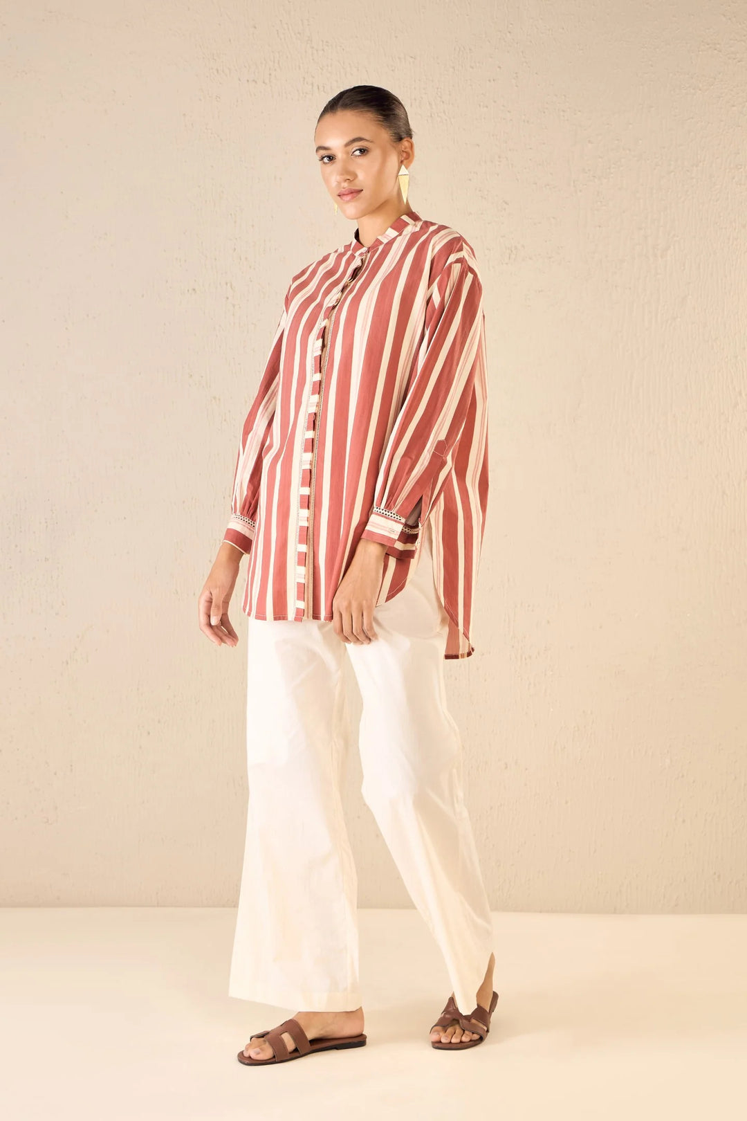 Meadow Stripes: Red Stripe Long Shirt Co-ord Set
