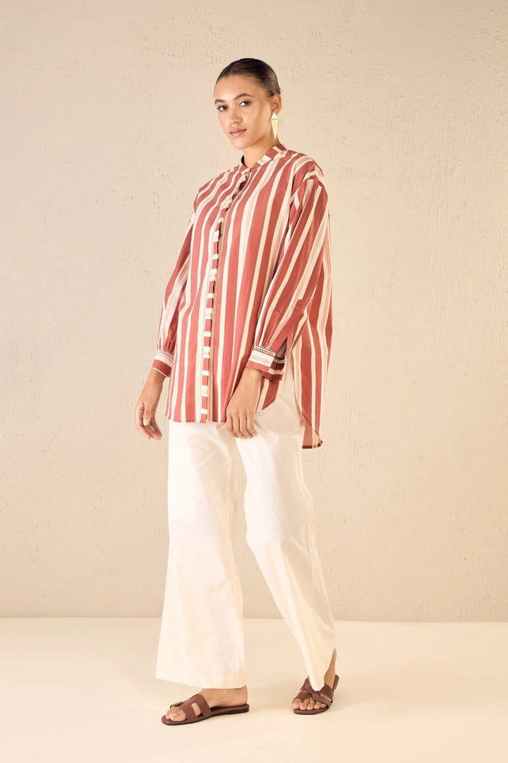 Meadow Stripes: Red Stripe Long Shirt Co-ord Set