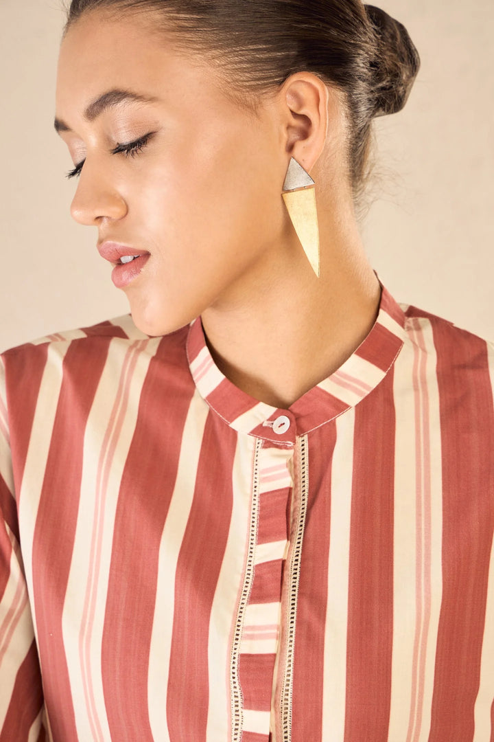 Meadow Stripes: Red Stripe Long Shirt Co-ord Set