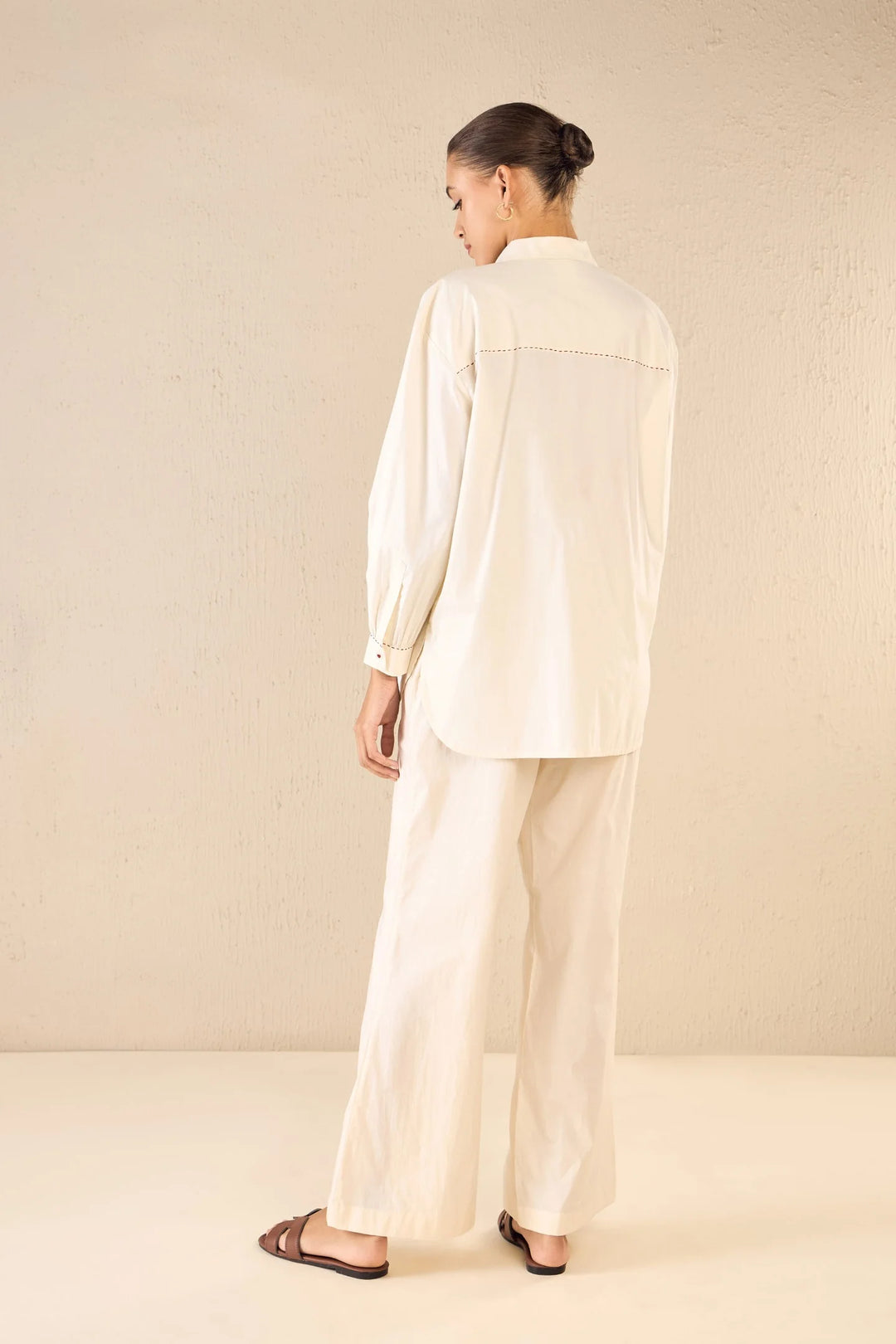 Rose Dream: Ivory Oversize Cotton Shirt Co-ord Set