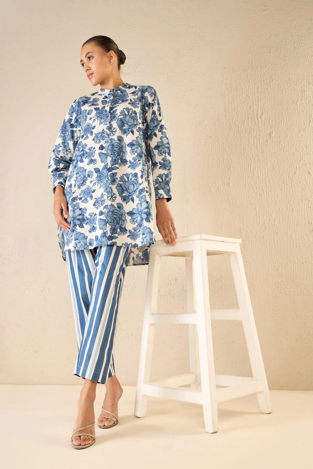 Blue Blosom: Blue Rose Tunic Co-ord Set