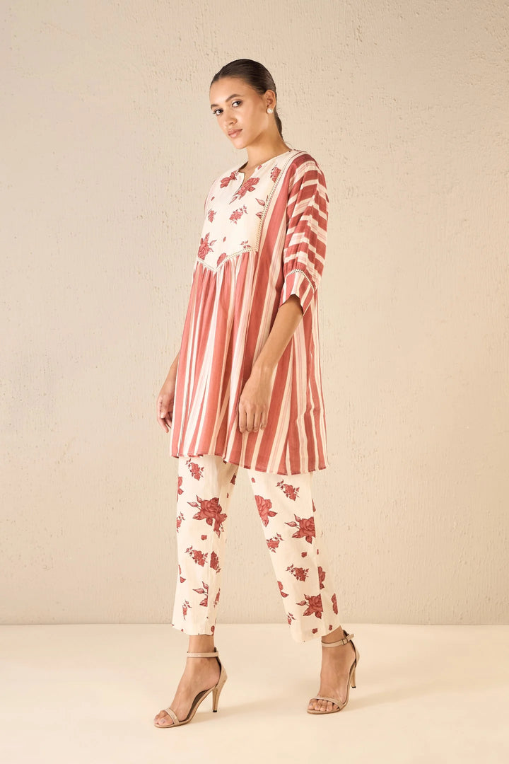 Vintage Rose: Red Stripe Cape Set