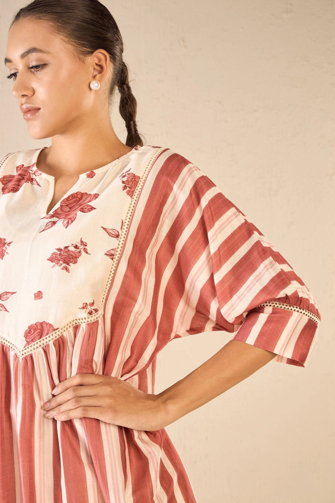 Vintage Rose: Red Stripe Cape Set
