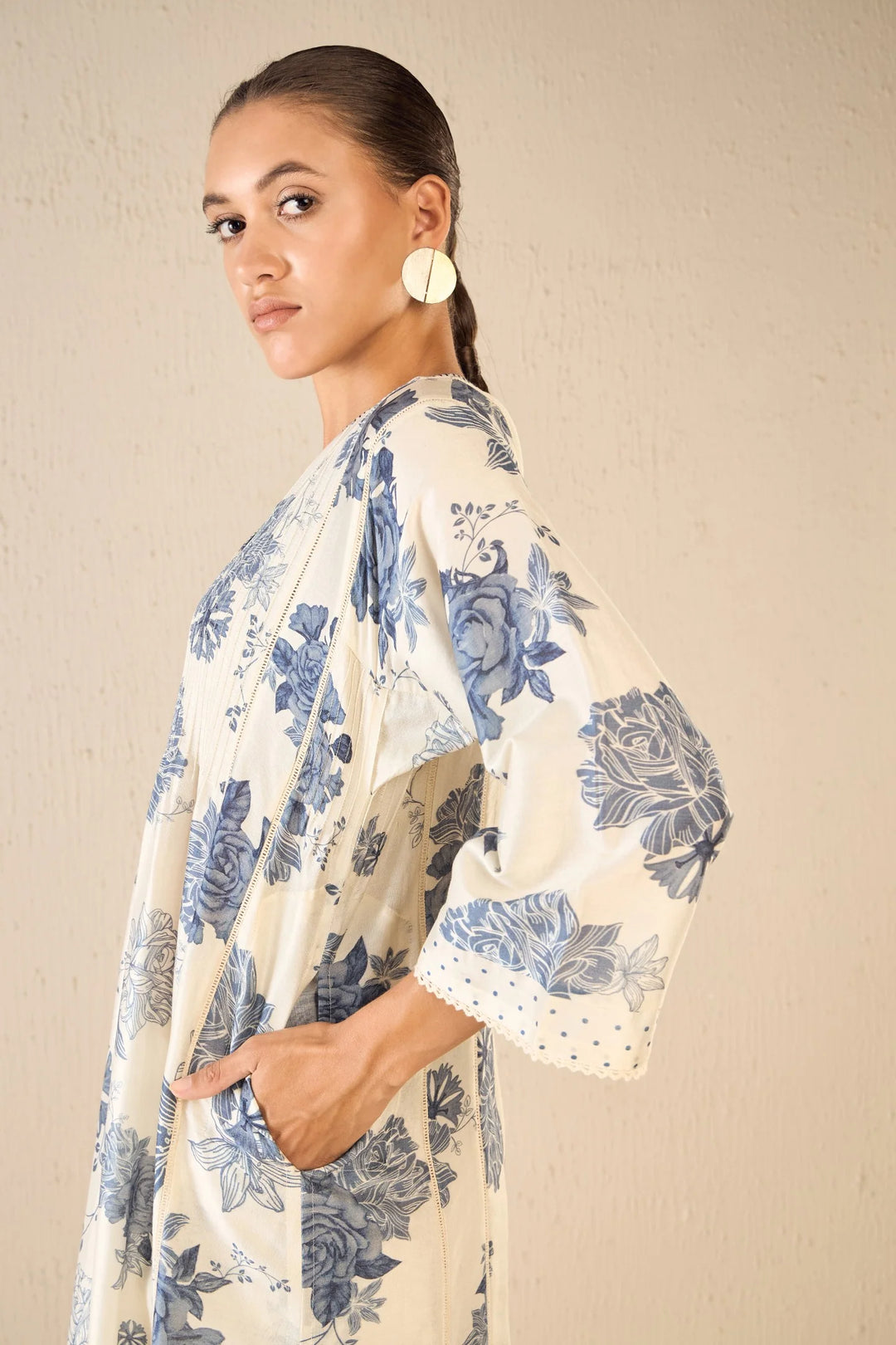 Floral Fantasy: Blue Floral Choga Set