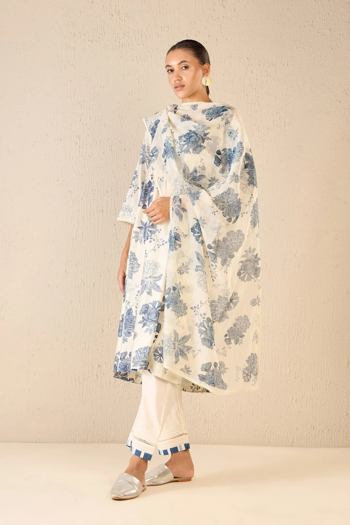 Floral Fantasy: Blue Floral Choga Set