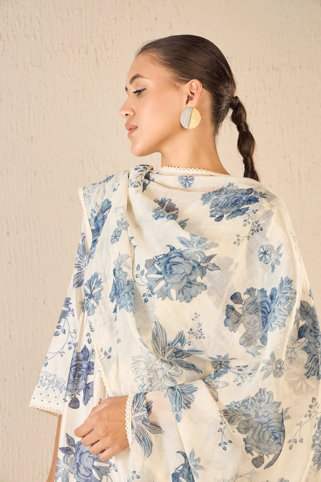 Floral Fantasy: Blue Floral Choga Set