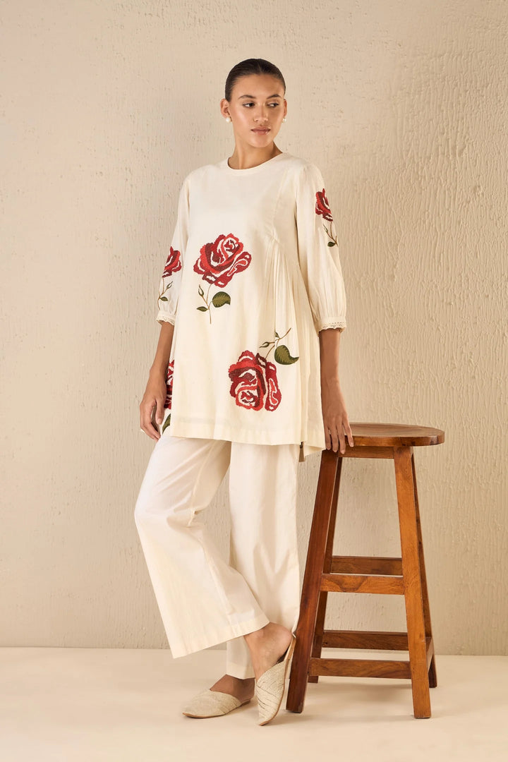 Royal Rose: Ivory Side Gathers Co-ord Set