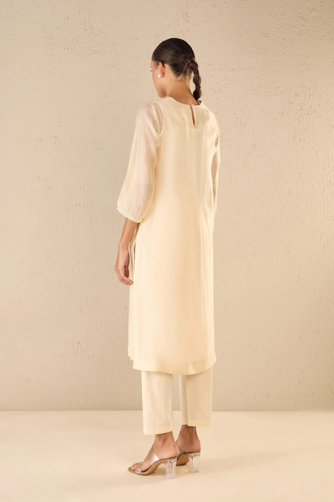Petal Patch: Ivory Floral Applique Kurta Set