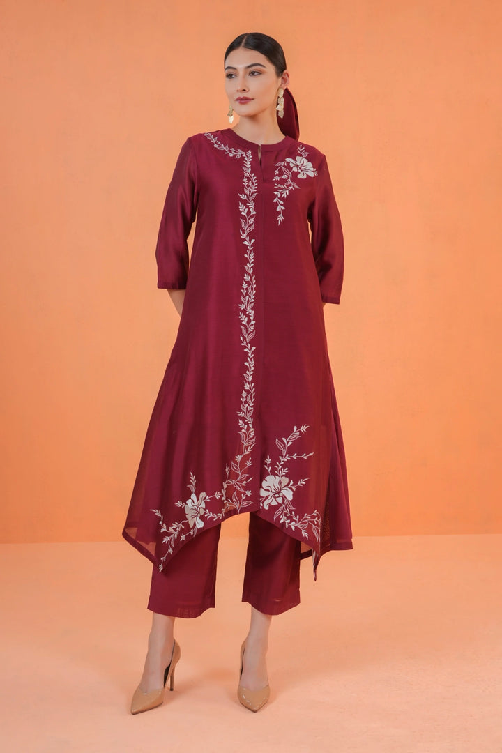 Origani Maroon Mirage Suit Set