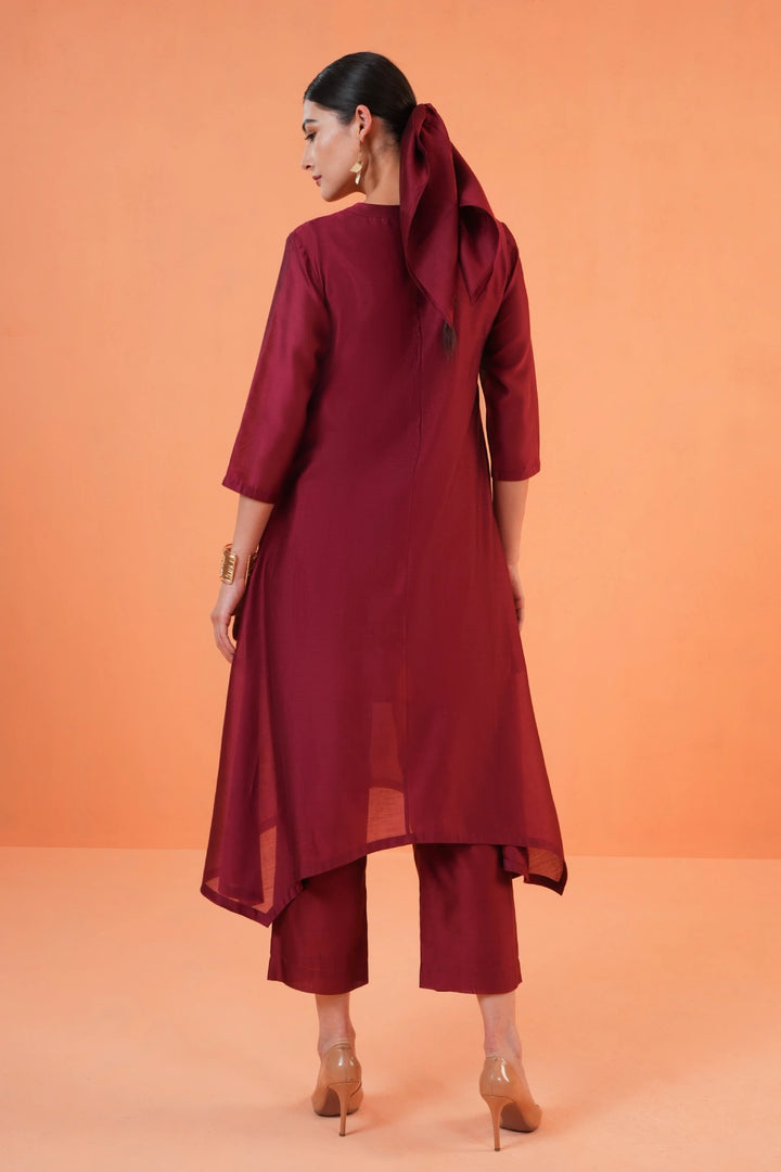 Origani Maroon Mirage Suit Set