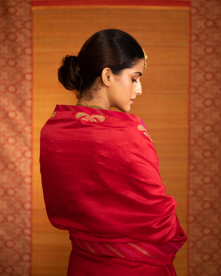 sita paisley hand embroidered silk saree with blouse