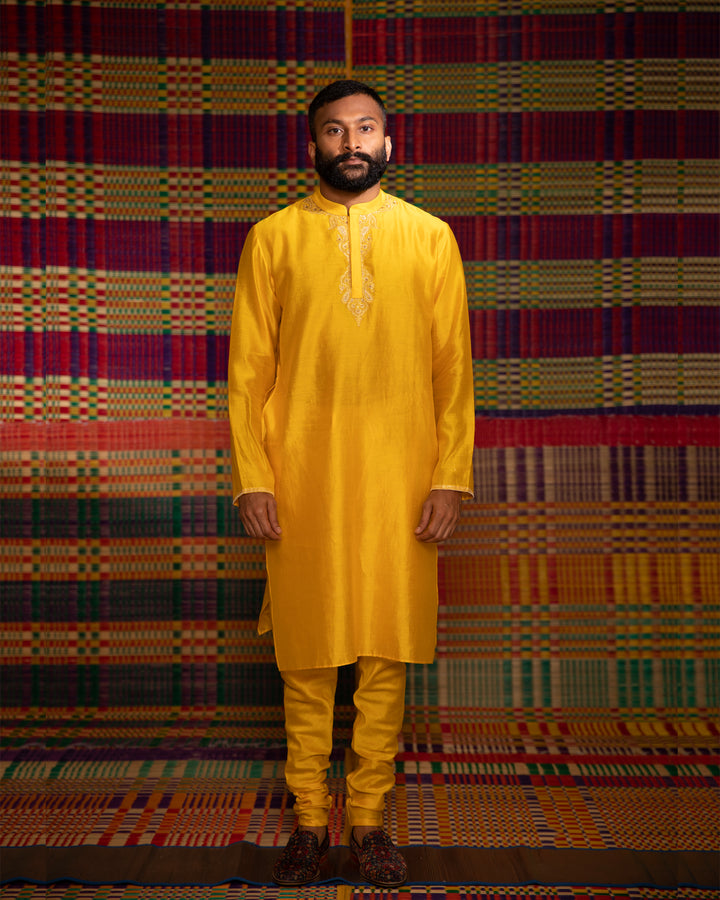 haldi men's kurta with chudi pant