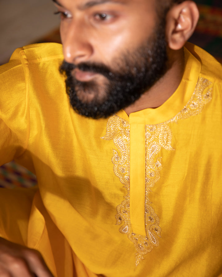 haldi men's kurta with chudi pant