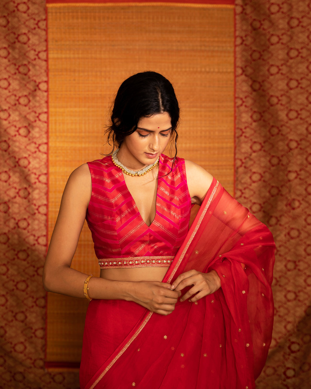 sita hand embroidered mandala palla saree with blouse
