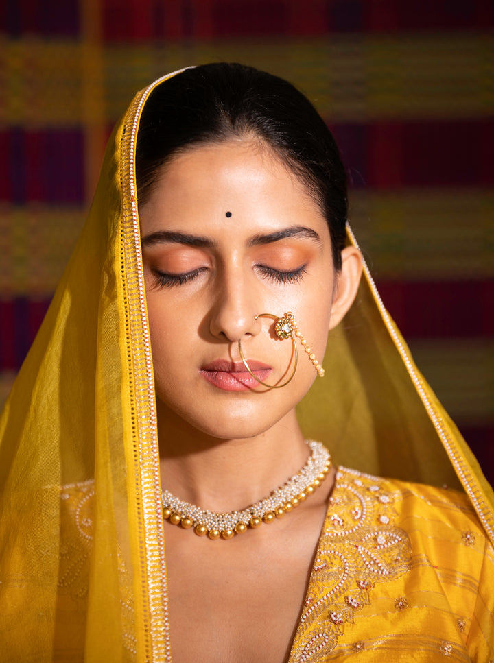 haldi hand embroidered kalli lehenga set