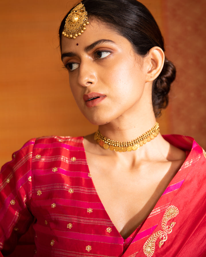 sita paisley hand embroidered silk saree with blouse