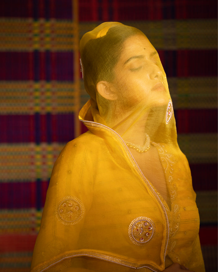 haldi hand embroidered kalli lehenga set