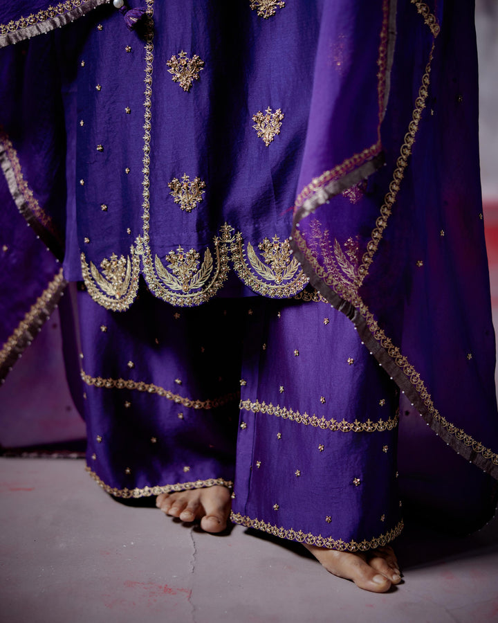 purple straight kurta set