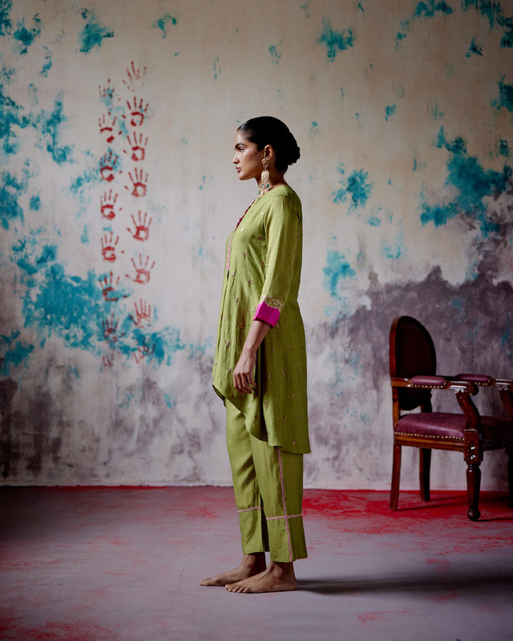 olive brocade co-ord set