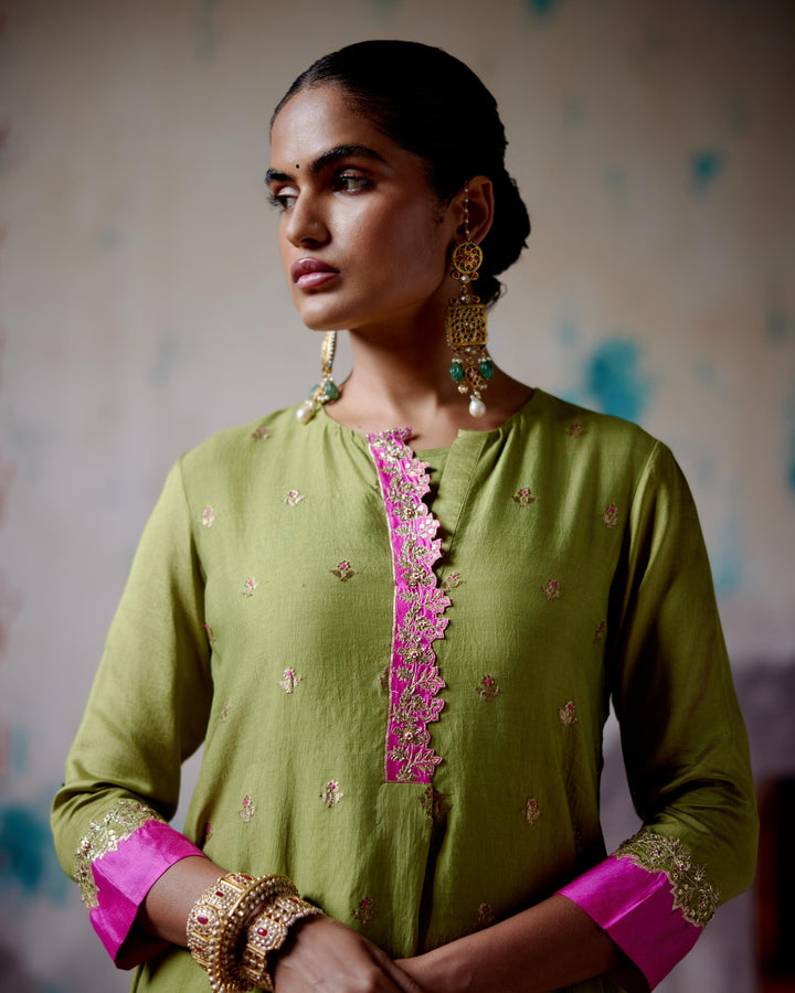 olive brocade co-ord set