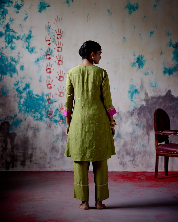 olive brocade co-ord set