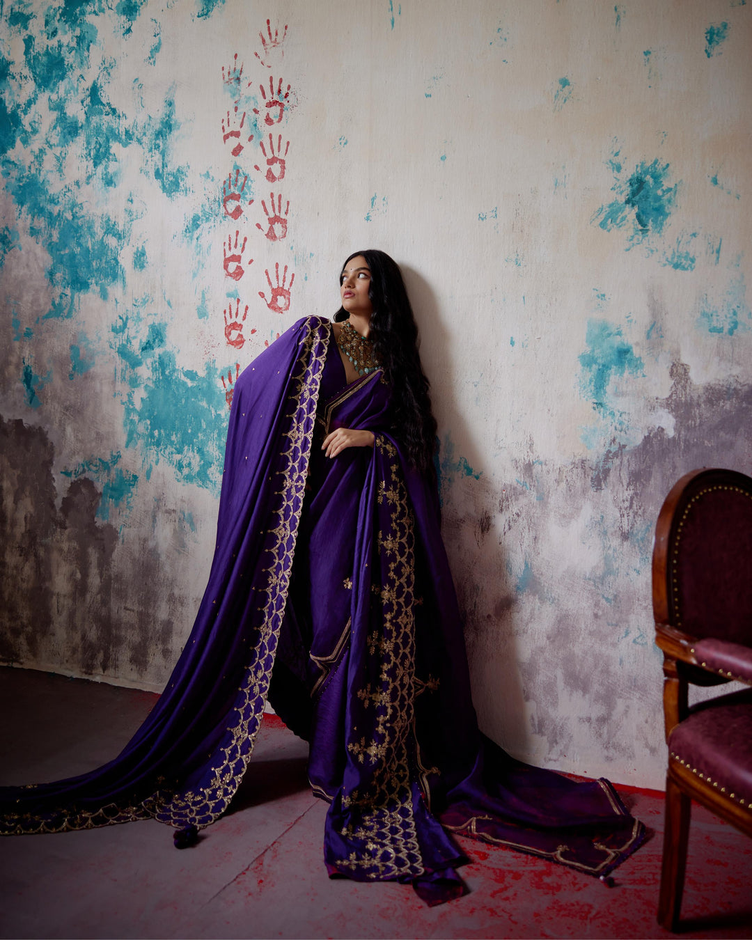 purple silk saree with blouse