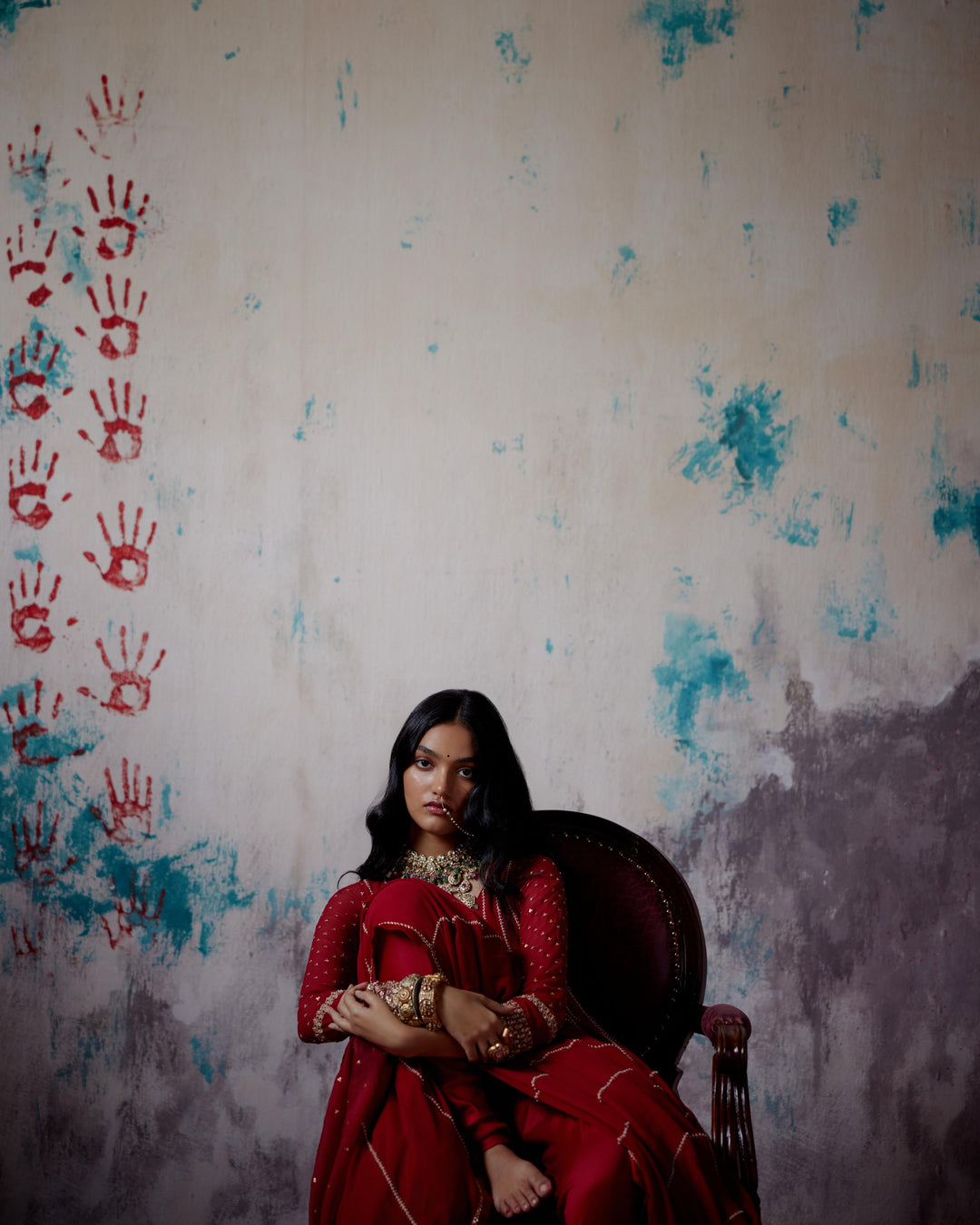 red kallidhar anarkali set