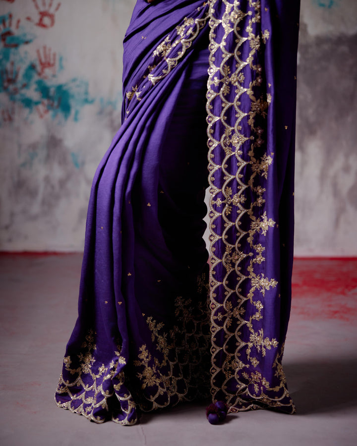 purple silk saree with blouse