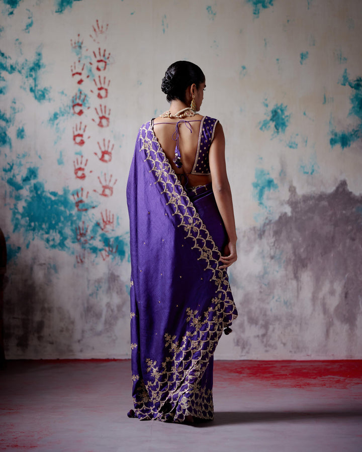 purple silk saree with blouse