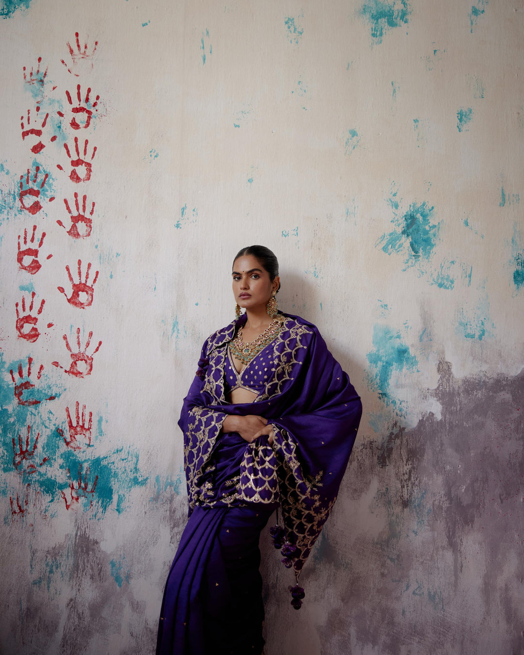 purple silk saree with blouse