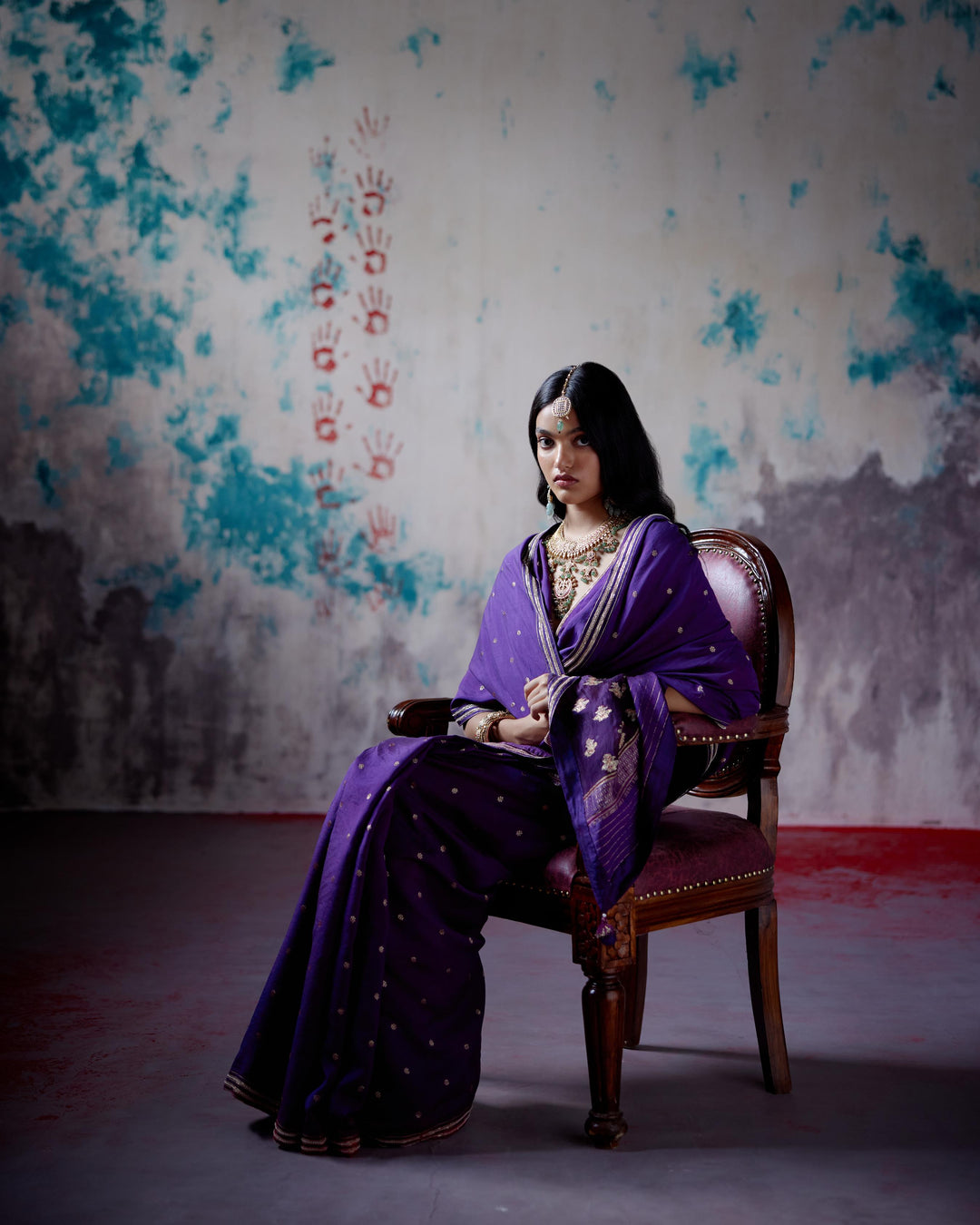purple brocade silk saree with blouse