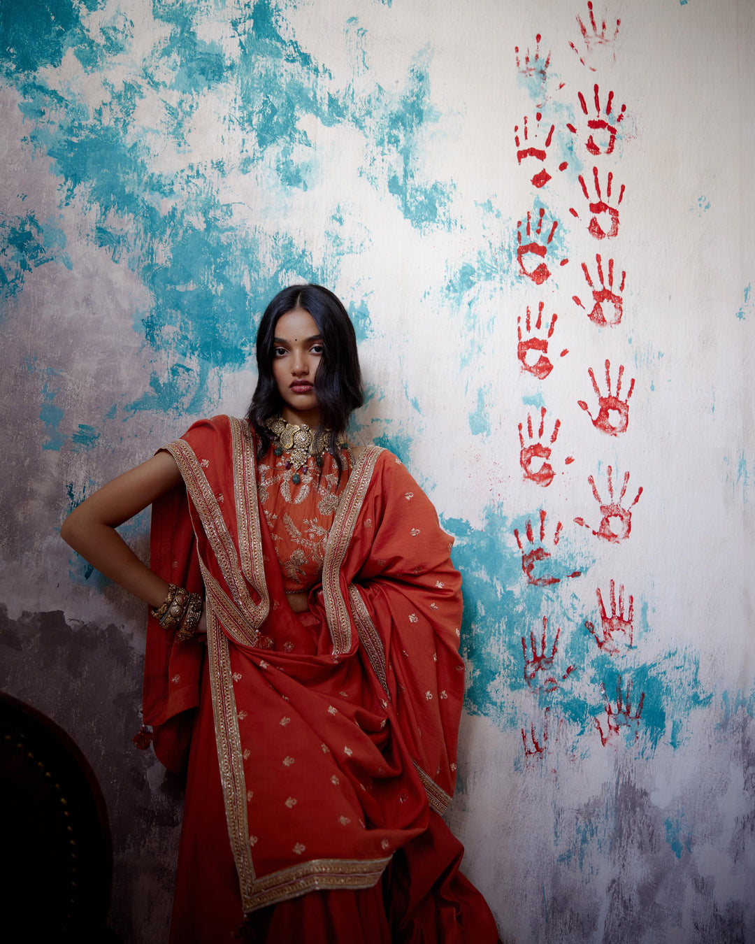 rust orange lehenga set
