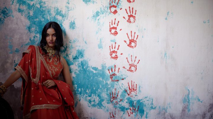 rust orange lehenga set