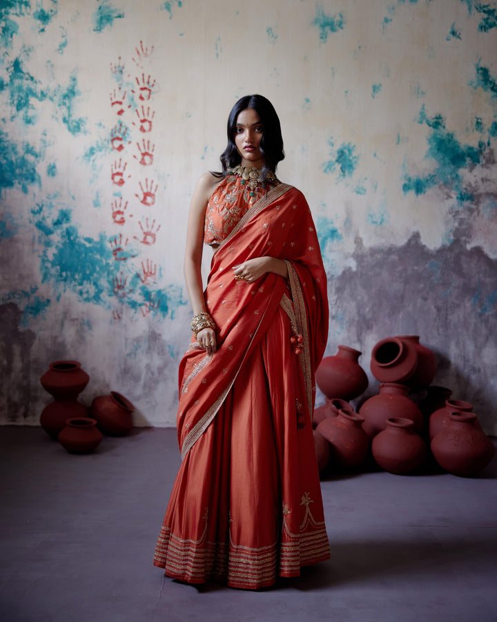 rust orange lehenga set